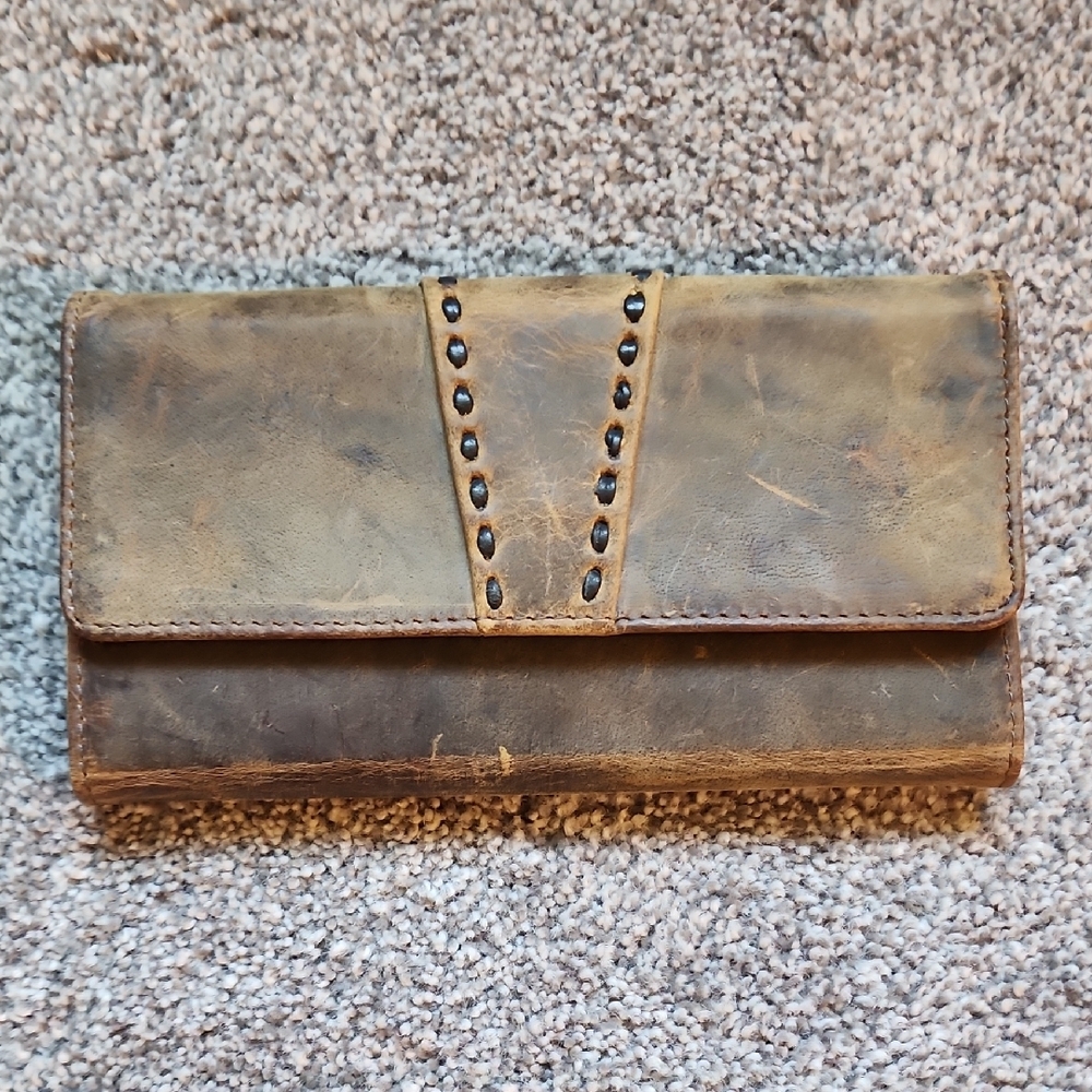 Myra Bag Distressed Brown Leather Wallet